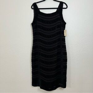 NWT Coldwater Creek Black Velvet Burnout Silk Blend Cocktail Dress Women's Sz 16